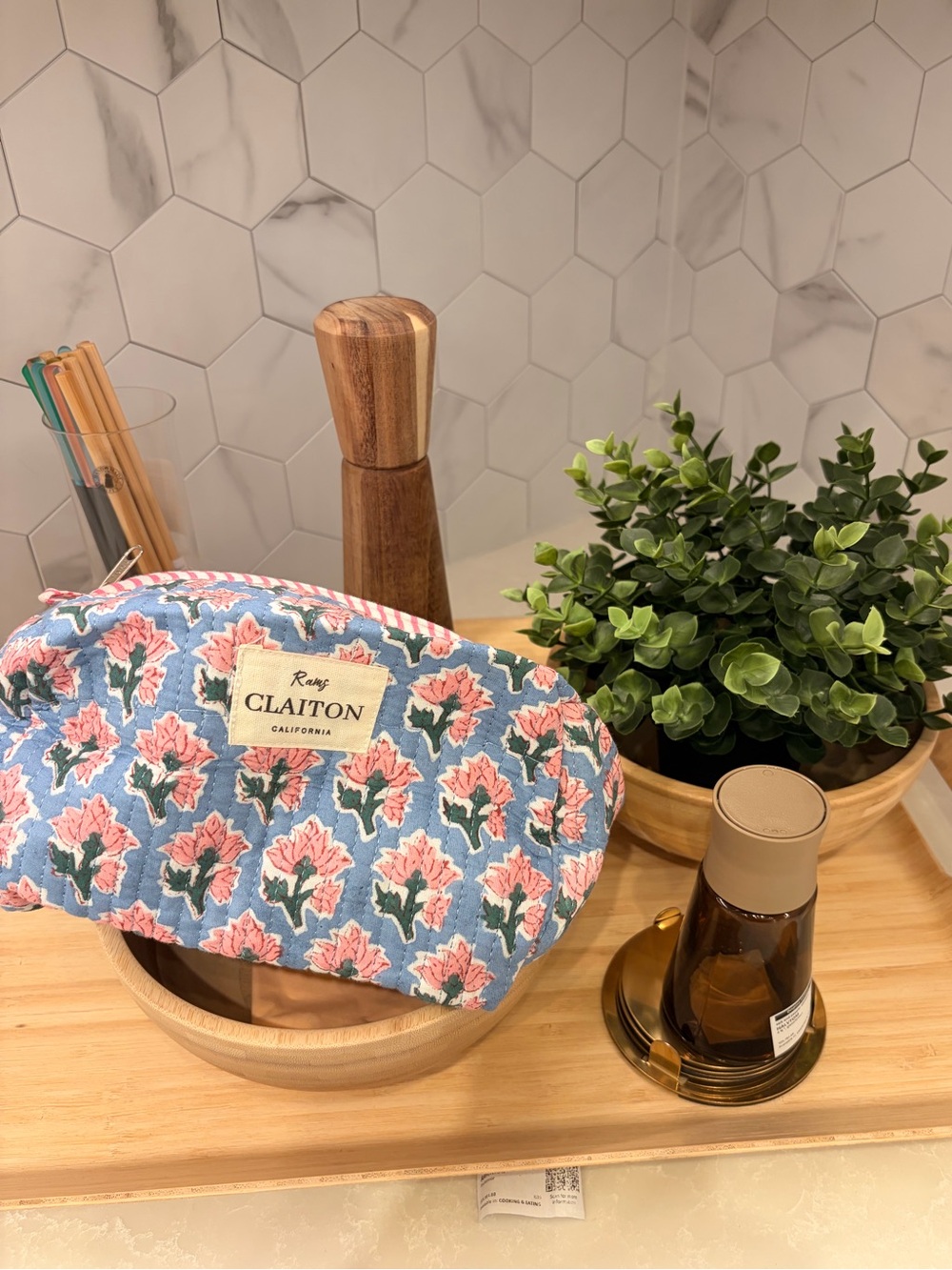 Organic cotton Floral Cosmetic pouch inspired by doen and sezane